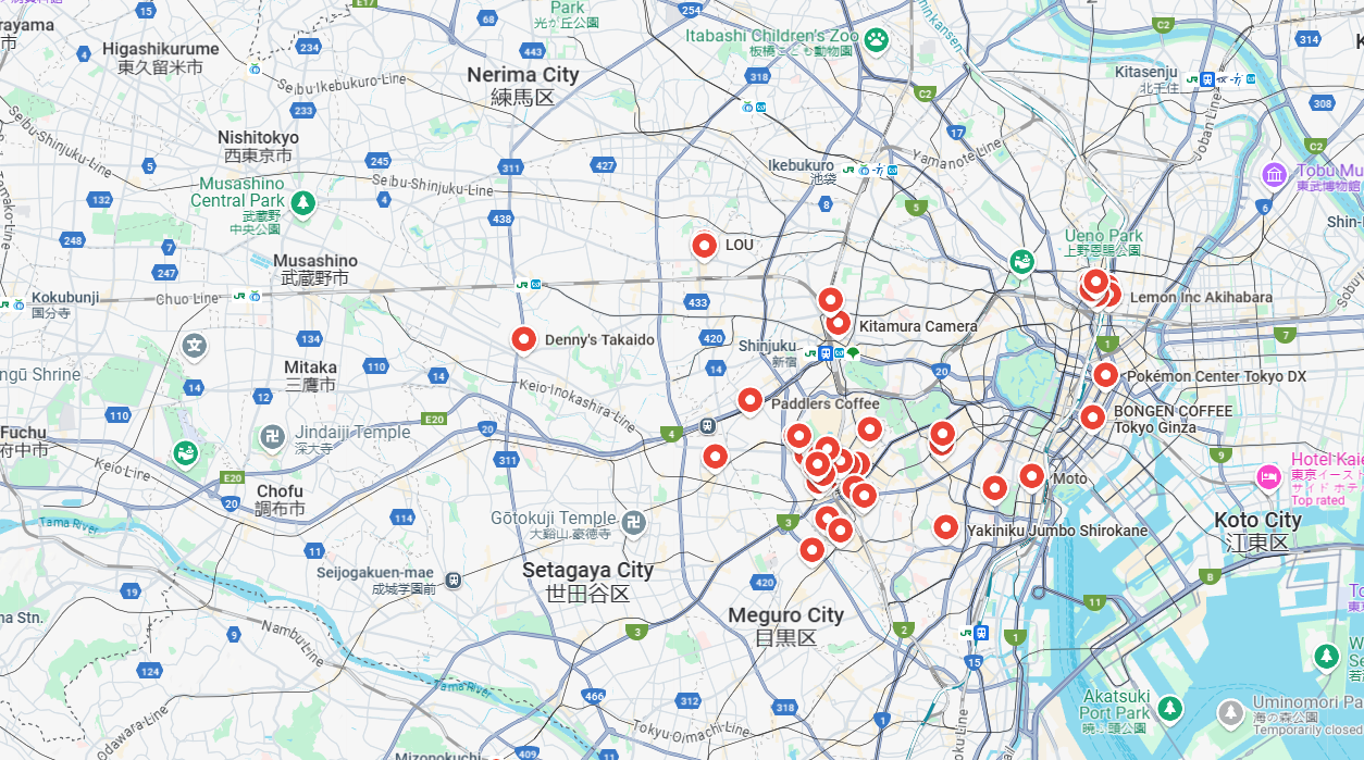Map of my favorite spots in Tokyo